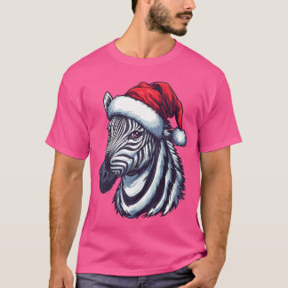 Zebra Santa Hat Funny Xmas Zebra Lovers Christmas  T Shirt