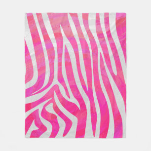 Zebra Shock rosa och vit utskrift Fleecefilt
