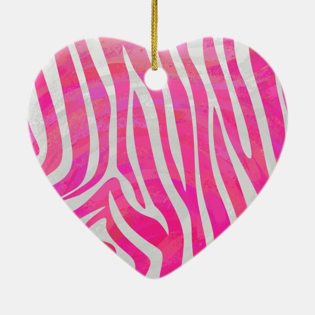 Zebra Shock rosa och vit utskrift Julgransprydnad Keramik (Baksidan)