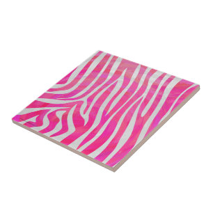 Zebra Shock rosa och vit utskrift Kakelplatta