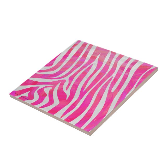 Zebra Shock rosa och vit utskrift Kakelplatta (Sidan)