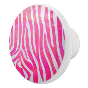Zebra Shock rosa och vit utskrift Knopp