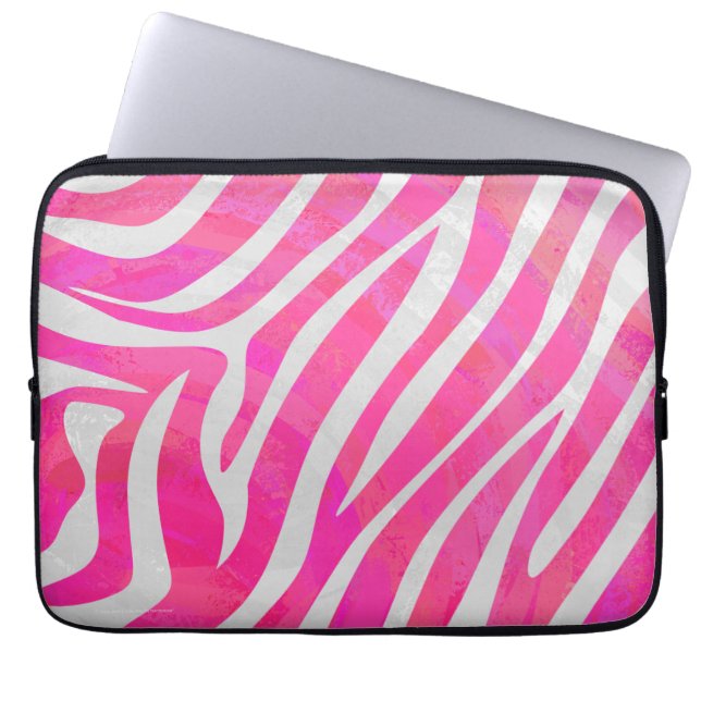 Zebra Shock rosa och vit utskrift Laptop Sleeve (Framsidan)