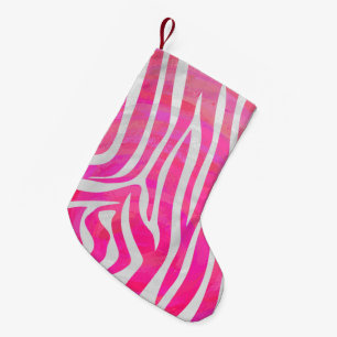 Zebra Shock rosa och vit utskrift Liten Julstrumpa
