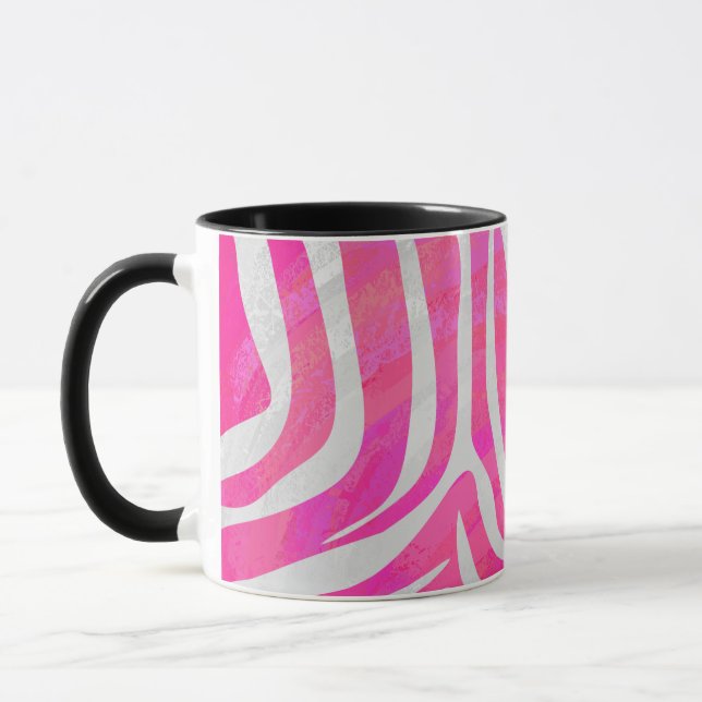 Zebra Shock rosa och vit utskrift Mugg (Vänster)