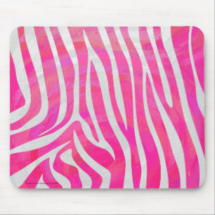 Zebra Shock rosa och vit utskrift Musmatta