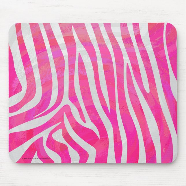 Zebra Shock rosa och vit utskrift Musmatta (Framsidan)