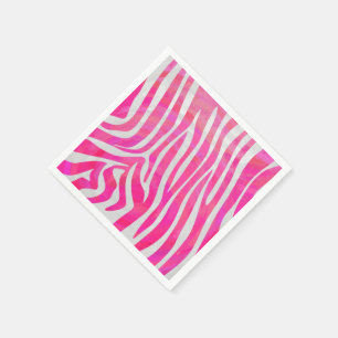 Zebra Shock rosa och vit utskrift Pappersservett