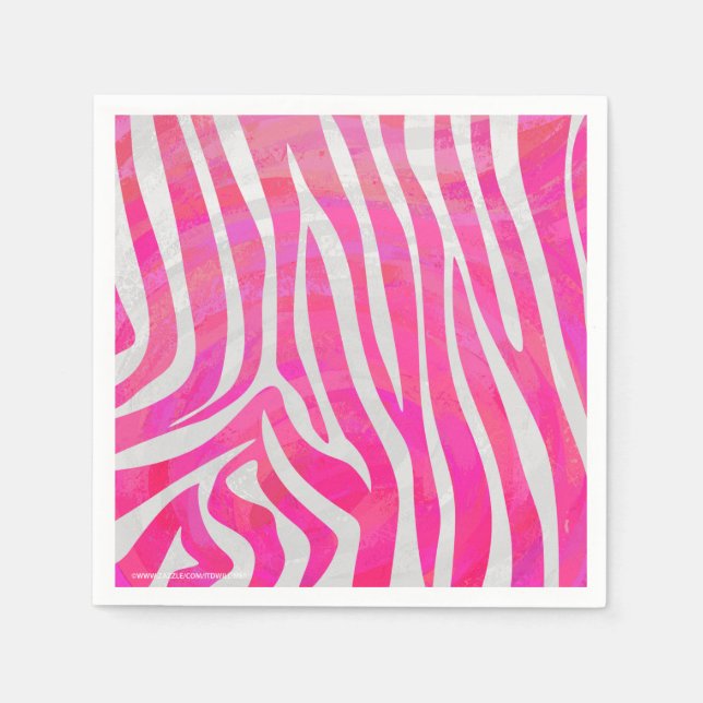 Zebra Shock rosa och vit utskrift Pappersservett (Framsidan)
