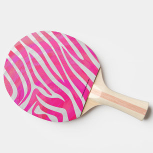 Zebra Shock rosa och vit utskrift Pingisracket