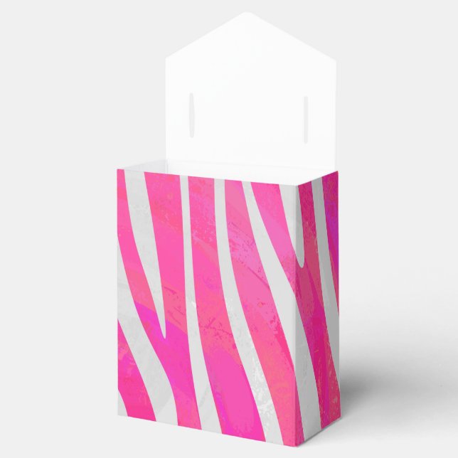 Zebra Shock rosa och vit utskrift Presentaskar (Öppnad)