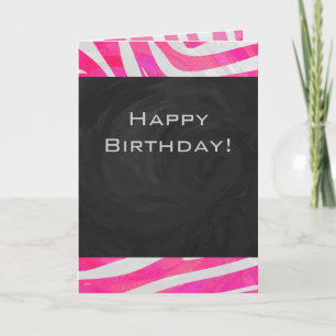 Zebra Shock rosa och White med Monogram Kort