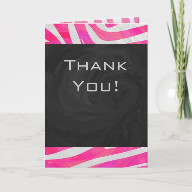 Zebra Shock rosa och White med Monogram Kort (Framsida)