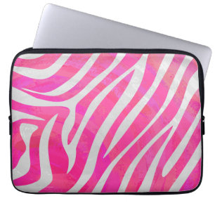 Zebra Shock rosa och White Print Laptop Sleeve