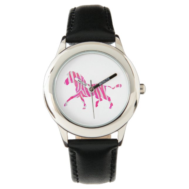 Zebra Shock rosa och White Silhouette Armbandsur (Framsida)