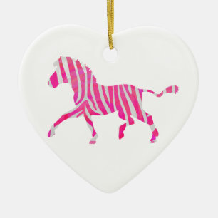 Zebra Shock rosa och White Silhouette Julgransprydnad Keramik