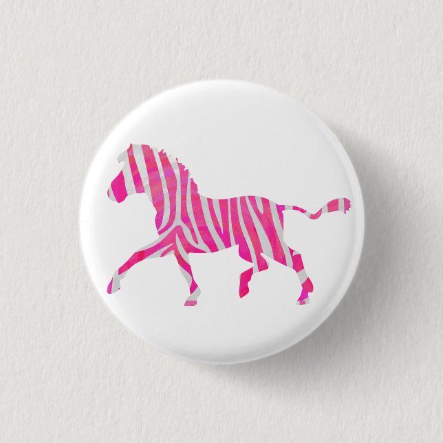 Zebra Shock rosa och White Silhouette Knapp (Framsida)