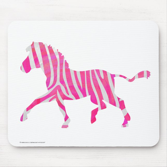 Zebra Shock rosa och White Silhouette Musmatta (Framsidan)