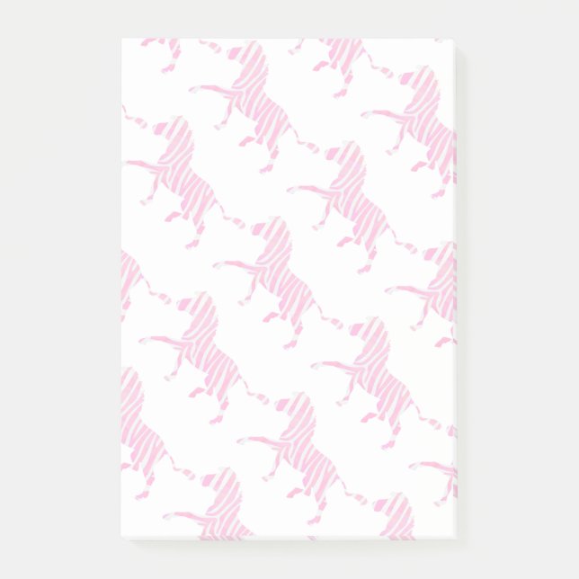 Zebra Shock rosa och White Silhouette Post-it Block (Framsida)