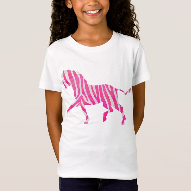 Zebra Shock rosa och White Silhouette T Shirt (Framsida)