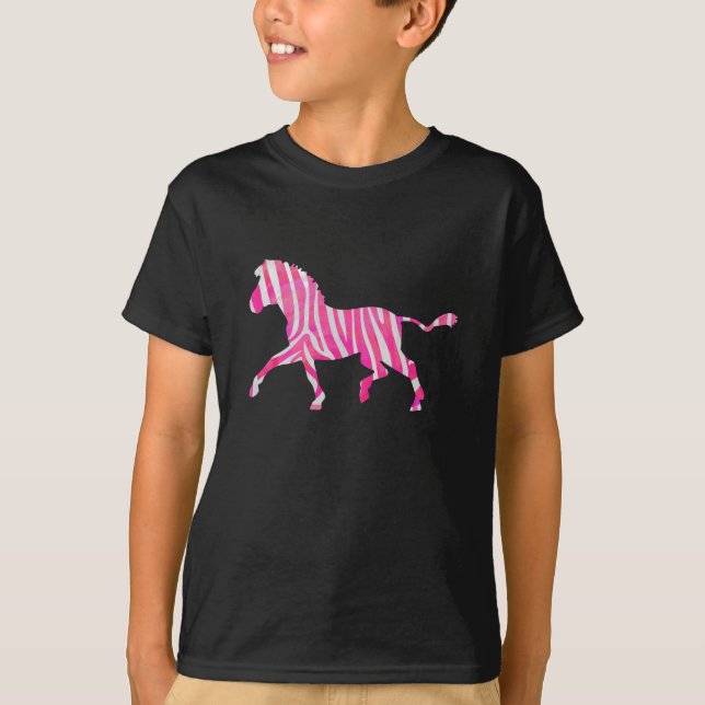 Zebra Shock rosa och White Silhouette Tee Shirt (Framsida)