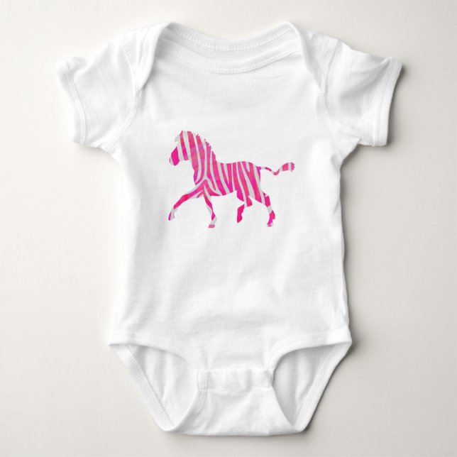 Zebra Shock rosa och White Silhouette Tee Shirt (Framsida)