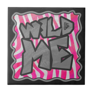 Zebra Shock rosa och White Vild me Kakelplatta