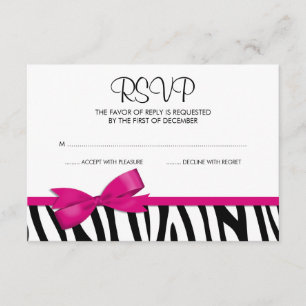 Zebra Shock rosa Prated Bow OSA Kort