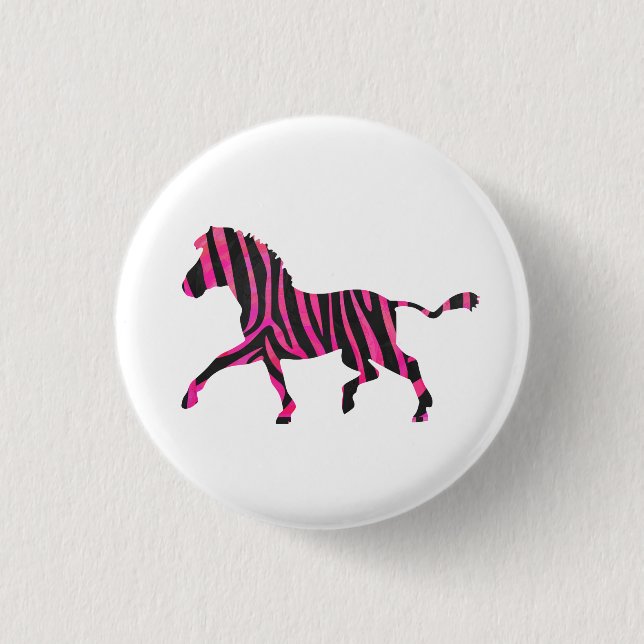 Zebra Silhouette Black and Shock rosa Print Knapp (Framsida)