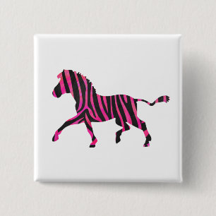 Zebra Silhouette Black and Shock rosa Print Knapp