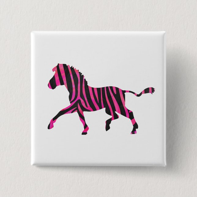 Zebra Silhouette Black and Shock rosa Print Knapp (Framsida)