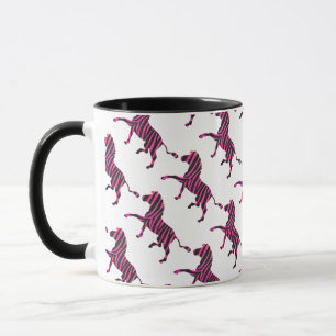 Zebra Silhouette Black and Shock rosa Print Mugg