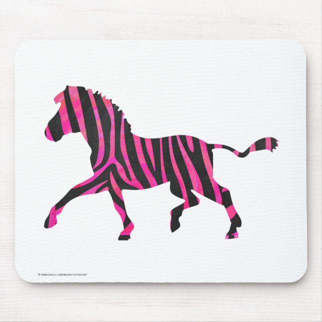 Zebra Silhouette Black and Shock rosa Print Musmatta (Framsidan)