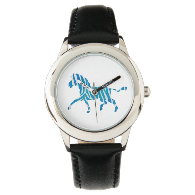Zebra Silhouette Blue och White Armbandsur (Framsida)