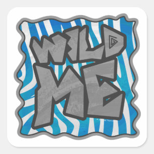 Zebra Silhouette Blue och White Design Fyrkantigt Klistermärke