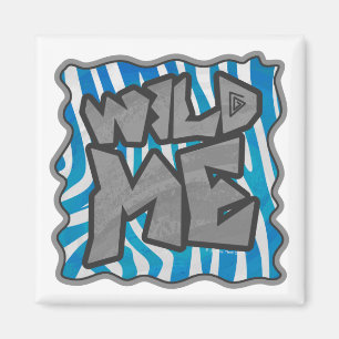 Zebra Silhouette Blue och White Design Magnet