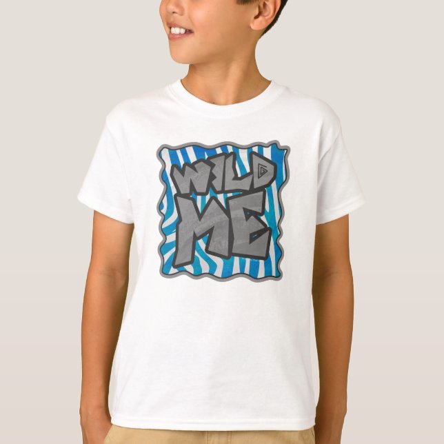 Zebra Silhouette Blue och White Design Tee Shirt (Framsida)