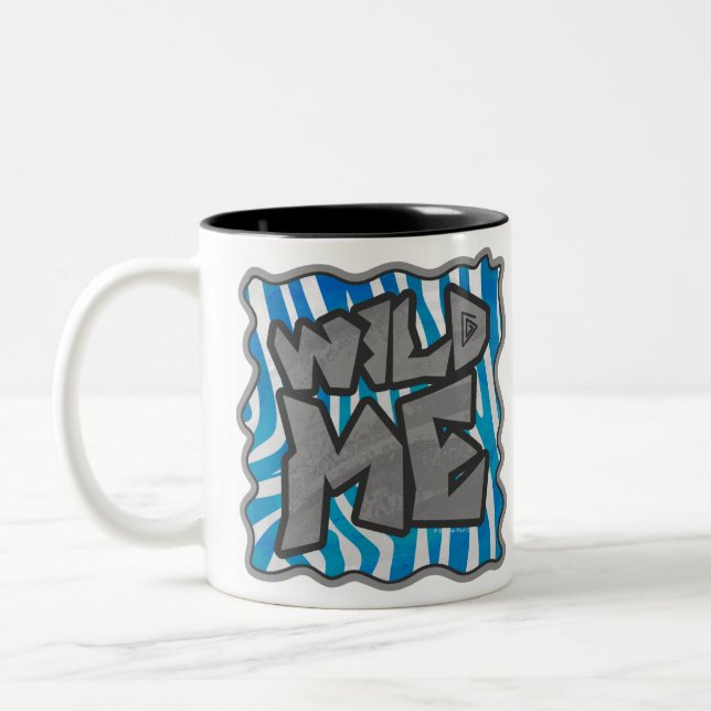 Zebra Silhouette Blue och White Design Två-Tonad Mugg (Vänster)