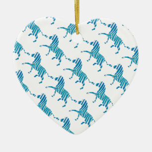 Zebra Silhouette Blue och White Julgransprydnad Keramik
