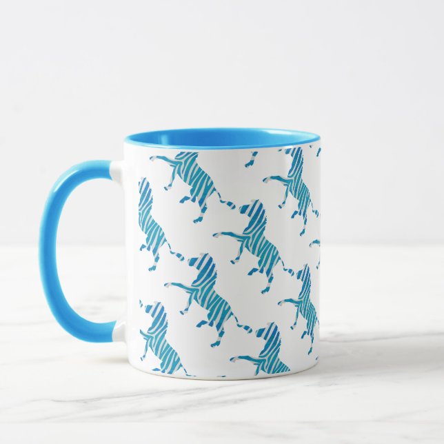 Zebra Silhouette Blue och White Mugg (Vänster)