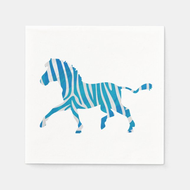 Zebra Silhouette Blue och White Pappersservett (Framsidan)