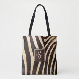 Zebra Skin Brown & Beige Monogram Tygkasse