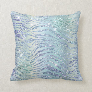 *~* ZEBRA Skin Diamond Glitter Animal Print Blue Kudde