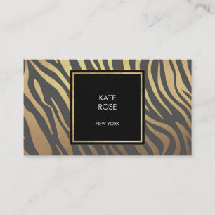 Zebra Skin Golden Rand Geometric Glam Vip Visitkort