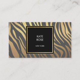 Zebra Skin Golden Rand Geometric Glam Vip Visitkort