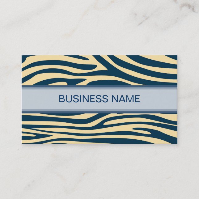 Zebra Skin och Plain Blue Visitkort (Framsida)