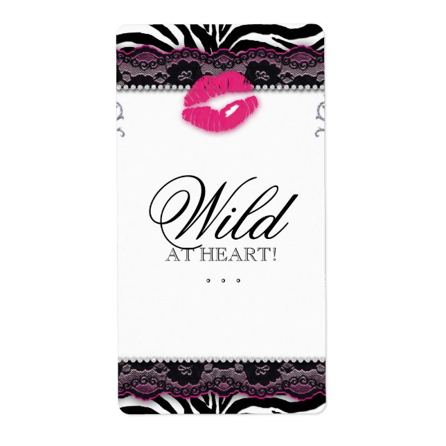Zebra Snöre Makeup Läppar Vin Vild i Heart Fraktsedel (Framsidan)