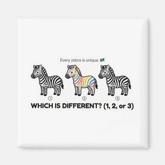 Zebra som är annorlunda magnet (Framsidan)
