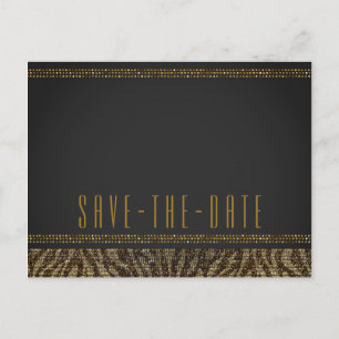 Zebra Sparkle Sequins Glam Chic Spara datum Meddelande Vykort