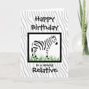 Zebra Speciell Relativ födelsedag Anpassa Kort